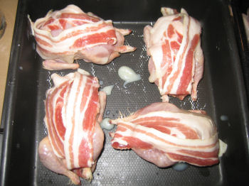 Quail ready for roasting