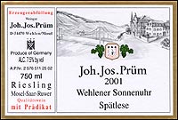 Joh Jos Prum Wehlener Sonnenuhr Spatlese 2001